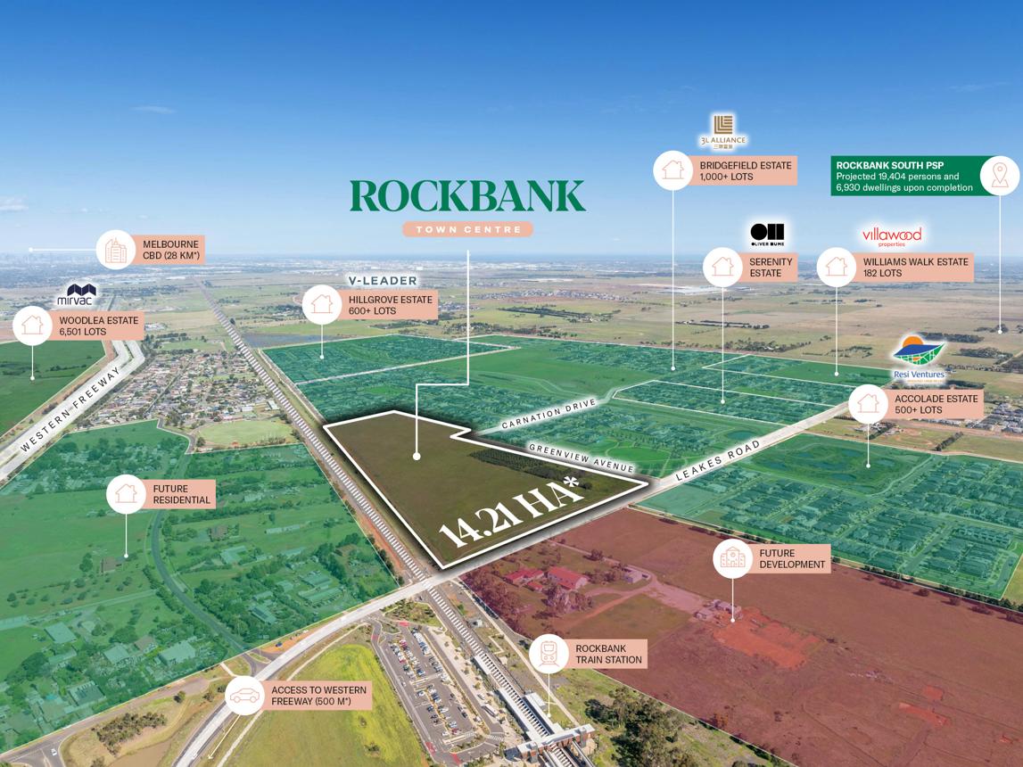 Rockbank masterplanned community aerial view showing 14.21 hectare site